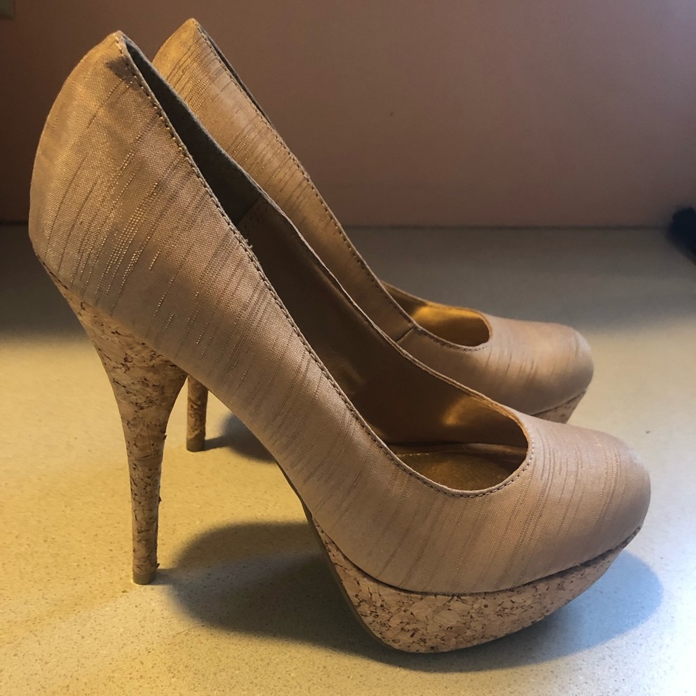 Bamboo cork heels size 7 -never worn